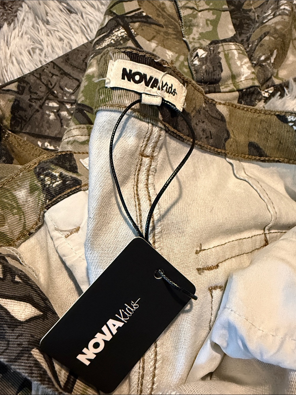 Kids Camo Cargo Pants in Green and Tan - Durable Outdoor Bottoms - Picture 14 of 14